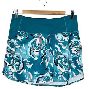 Athleta Run With It 14" Skort Teal Floral Womens Small Running Tennis Athletic